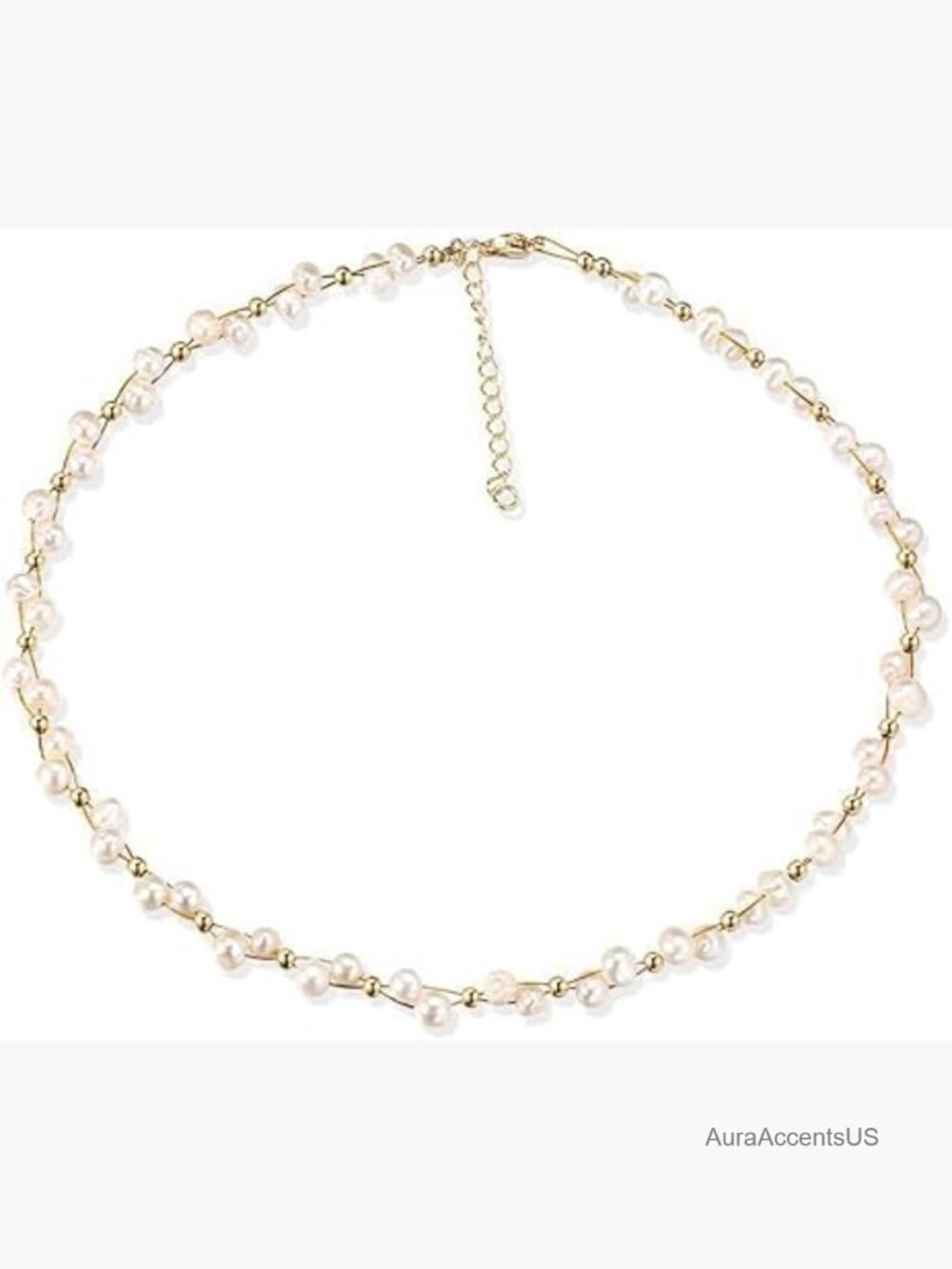 Genuine Freshwater Pearl Choker Necklace Dainty Baroque Pearl 18K Gold Plated
